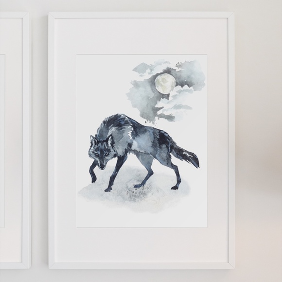 Black Wolf Wall Art Print Poster Unframed - Picture 2 of 13